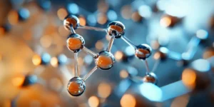 3D molecular structure illustration representing BPC-157 peptide and its effects on hormones