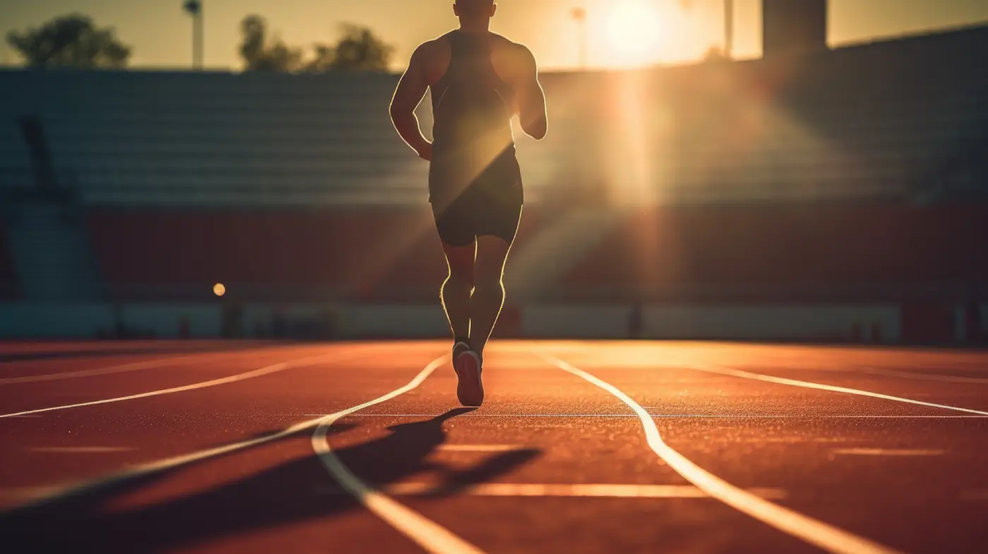 Athlete running on track with Wolverine Blend Peptide benefits
